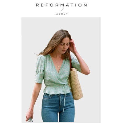 【现货】About Reformation人丝印花绑带上衣夏季新款法式复古女