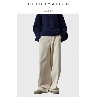 【现货】About Reformation休闲裤女高腰显瘦阔腿裤显瘦直筒裤子
