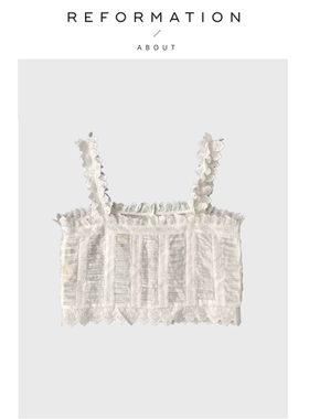 【现货】About Reformation法式蕾丝花边刺绣镂空上衣吊带背心女