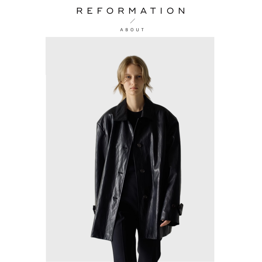 【现货】About Reformation皮衣女极简风气质高级感翻领夹克外套
