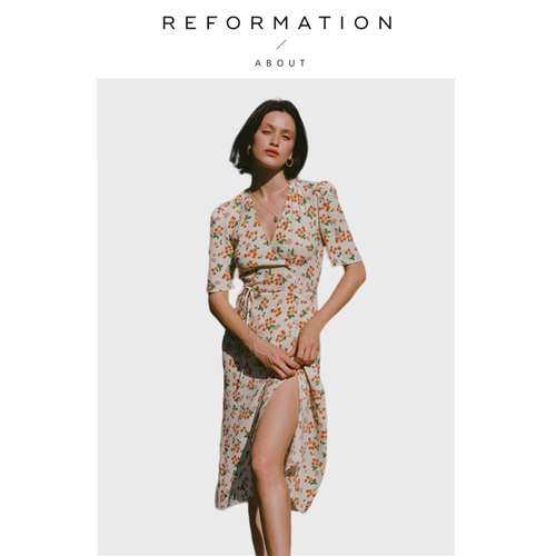 【现货】About Reformation法式复古碎花裙茶歇裙连衣裙樱桃裹身