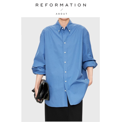 【现货】About Reformation小众极简风经典领扣廓形衬衫女衬衣