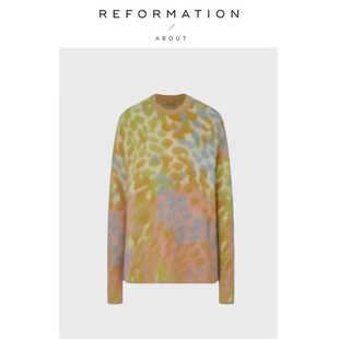 Reformation繁花物语针织衫 About 绿染渐变提花宽松毛衣 现货