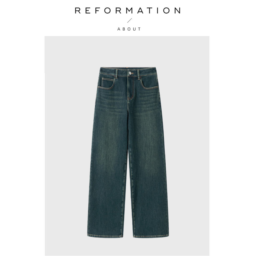 【现货】About Reformation复古磨洗弹力加厚抓绒直筒阔腿牛仔裤,女装/女士精品,大码裤装,淘宝优惠券,粉丝福利购,淘宝优惠卷