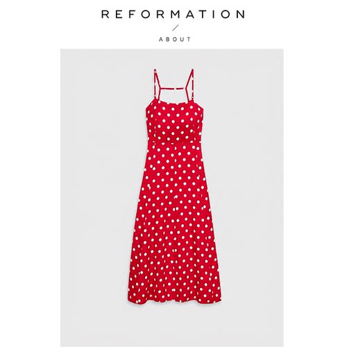 【现货】About Reformation明媚的夏日！夏季红色波点露背连衣裙