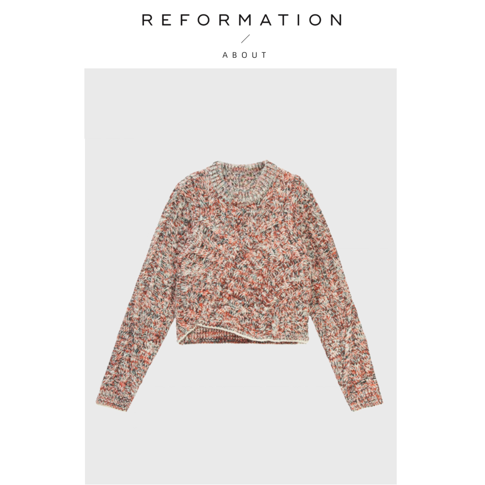 【现货】About Reformation圆领短款羊毛纽结编织潮流花纱针织衫