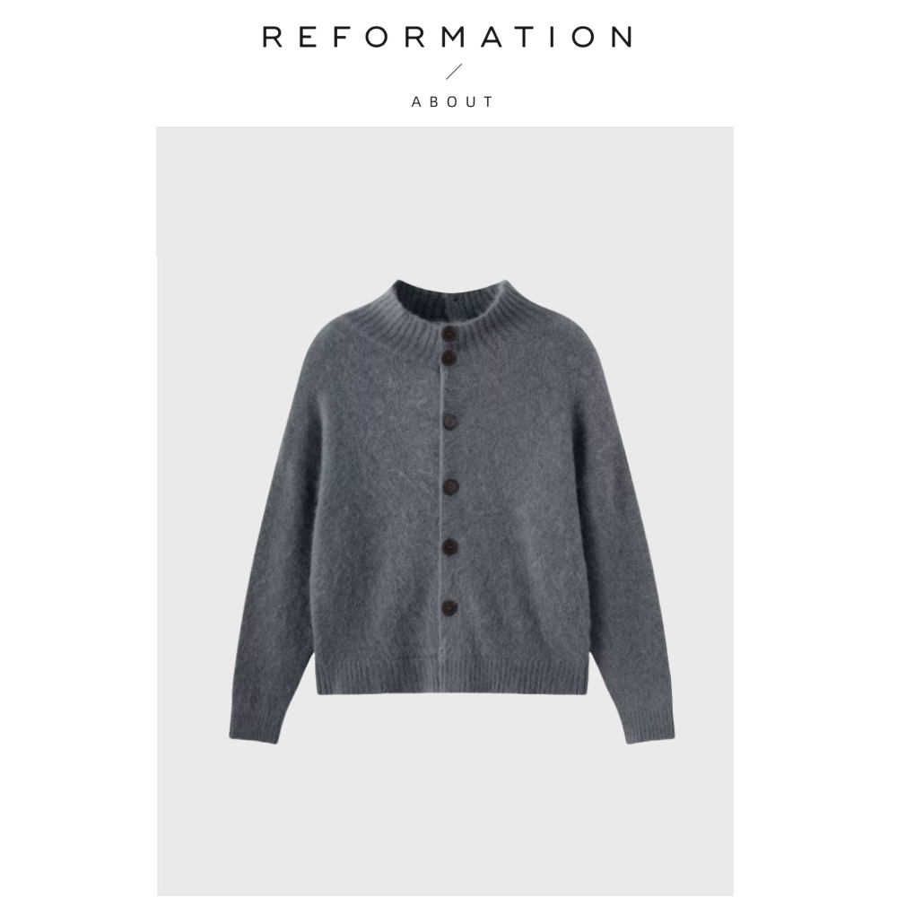 【现货】About Reformation赵露思私服 灰慵懒风长款毛衣针织开衫