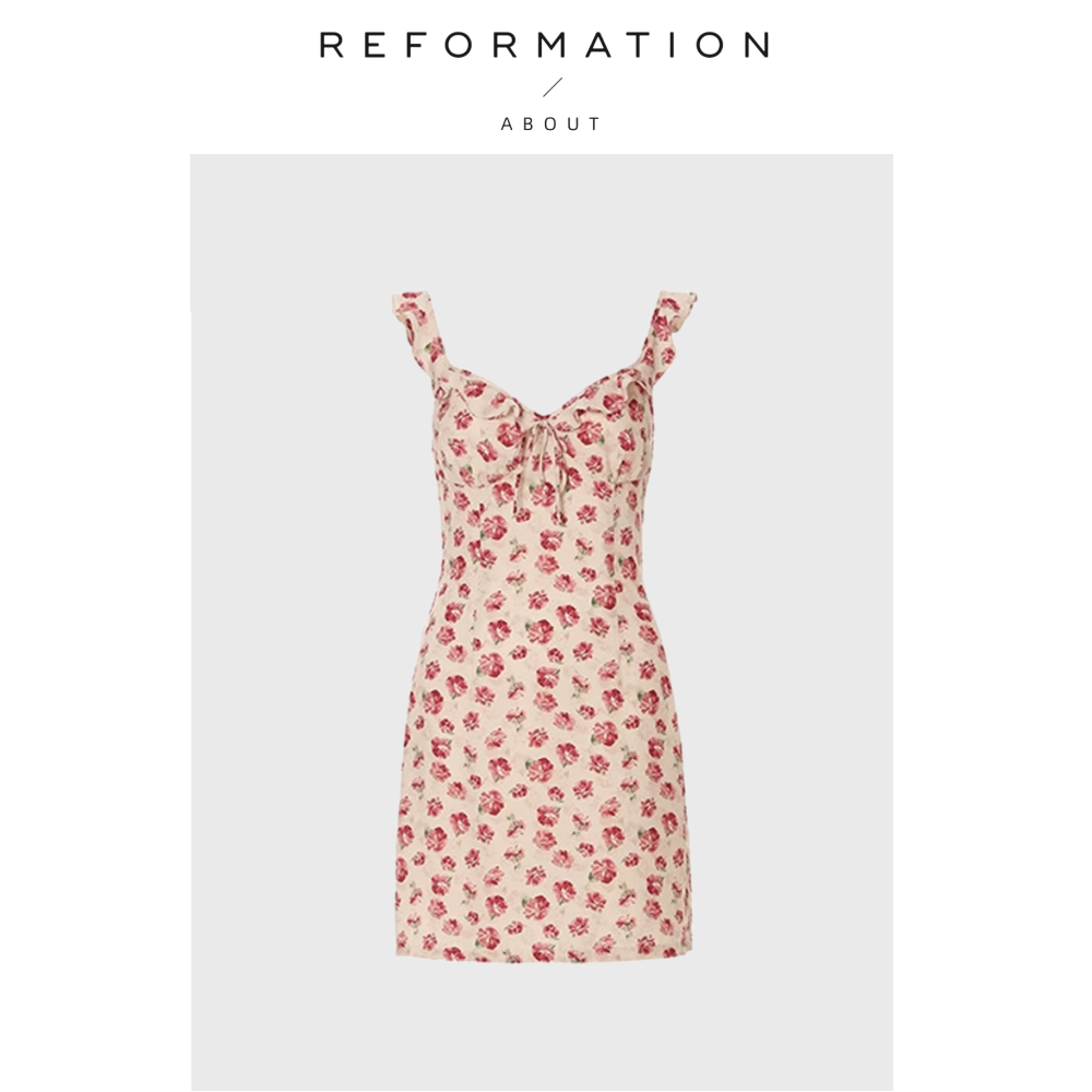 【现货】About Reformation连衣裙海边度假碎花显瘦气质吊带裙短