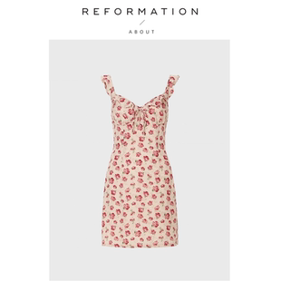 【现货】About Reformation连衣裙海边度假碎花显瘦气质吊带裙短