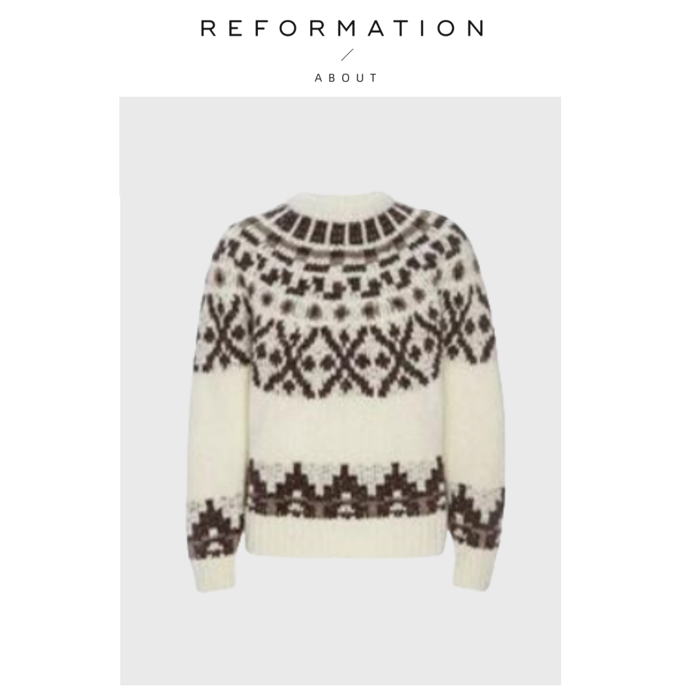 【现货】About Reformation Savi私服毛衣加厚复古提花柔软针织衫
