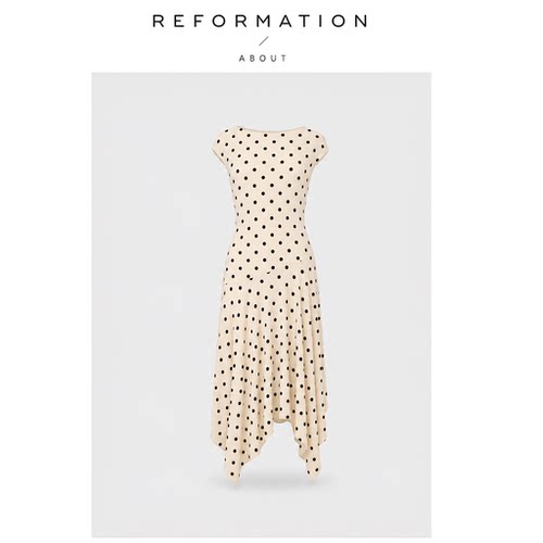 【现货】About Reformation迷人！波点长裙春复古立体剪裁连衣裙