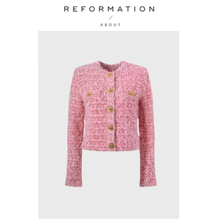 Reformation法式 About 小香风名媛金属扣粗花呢外套上衣 现货