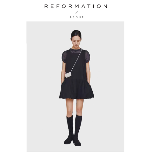 【现货】About Reformation小黑裙Jennie同款花苞云朵背心连衣裙