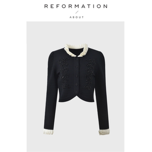 针织开衫 Reformation重工钉珠花边领长袖 About 上衣外套 现货