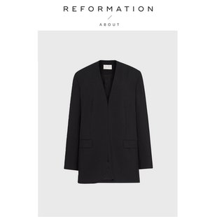 Reformation羊毛西装 About 女极简设计无领廓形气质西服 现货