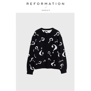 问号标志羊毛针织开衫 Reformation朴彩英同款 About 毛衣 现货