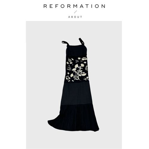 【现货】About Reformation复古度假风拼接刺绣花朵蕾丝边吊带裙