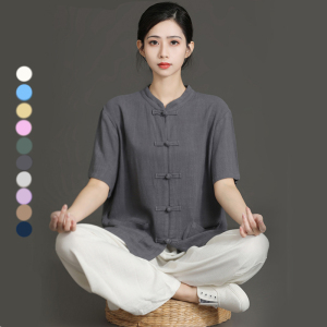 棉麻太极服女男太极拳练功服夏季新款武术服装短袖夏天薄款凉爽麻
