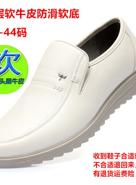 红蜻蜓男鞋凉鞋真皮正品乳白色洞洞鞋男士中青年软底软面皮凉鞋77