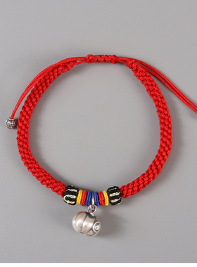 民族风99足银多福南瓜手链 玉米结红手绳 本命年饰品节日礼物