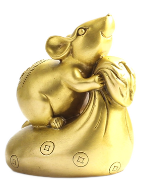 金袋铜鼠摆件吉祥物金鼠