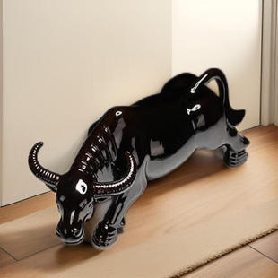 玄众阁 陶瓷水牛摆件厕所吸水牛形饰品正北卫生间坎位陶土水牛