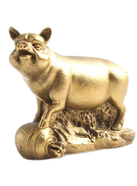 铜猪补角金属猪摆件吉祥物