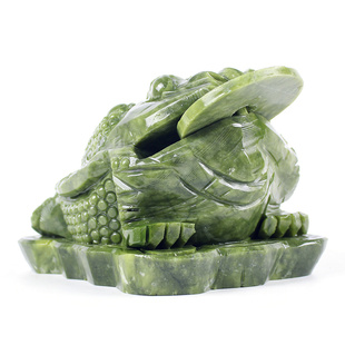 玄众阁 南玉玉石金蟾摆件三角金蝉石雕三足玉蟾饰品石蟾三脚蟾蜍