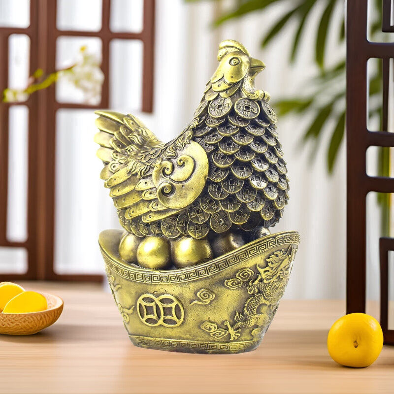 母鸡金蛋吉祥物金属鸡摆件