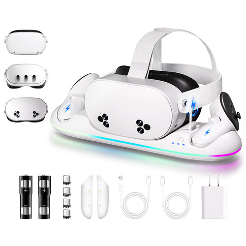 新款Oculus meta quest2/3/3s充电底座支架VR游戏配件磁吸快充