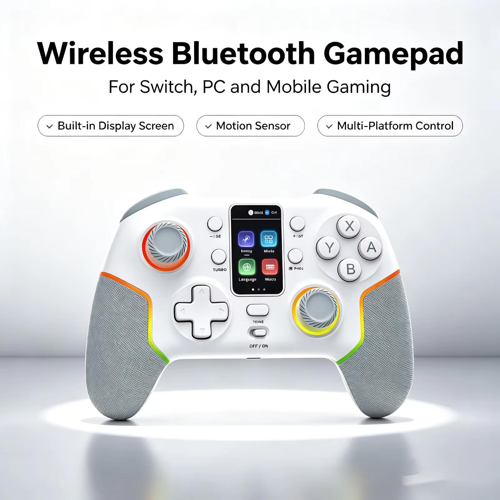 带屏幕无线蓝牙游戏手柄支持Switch PC安卓IOS平台多功能体感手柄