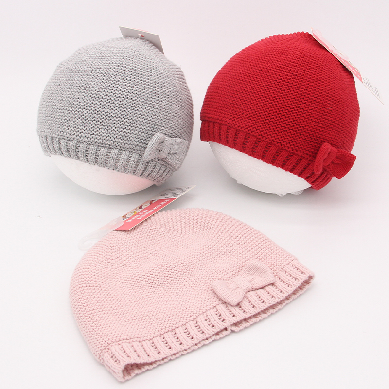 秋冬季女童毛线帽婴儿宝宝纯棉套头帽儿童针织线帽0-1包头护耳帽3