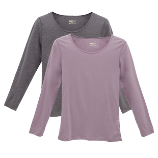 新1系秋冬女飘飞绒单件上衣发热纤维长袖T恤薄款保暖内衣打底秋衣