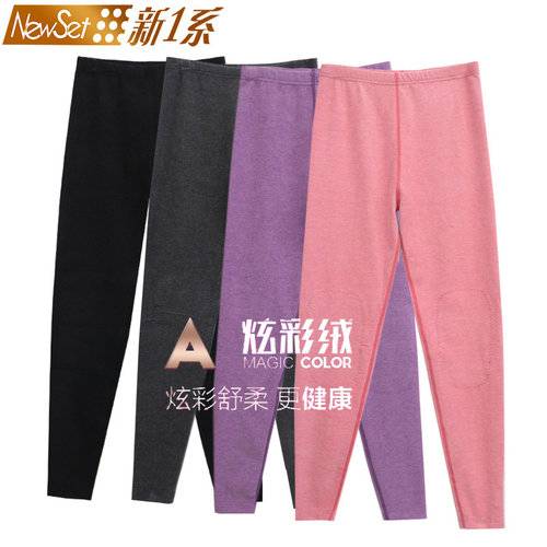 新1系2019炫彩绒膝盖后腰羊毛贴片女打底裤