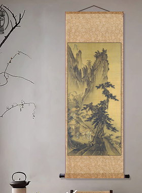 唐寅文徵明戴进沈铨历代仿古名家字画装饰挂画茶楼古典酒店丝绸画