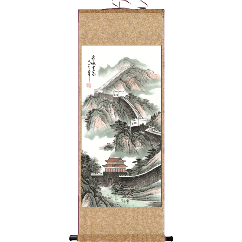 溪山行旅仿古国画山水画酒店茶楼古典挂画包厢字画山水装饰招财画