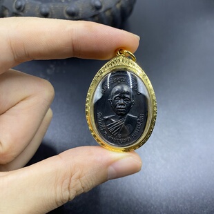 萨玛空卡保真 厚金壳 龙婆坤2517二期自身5裂贵模 黑色原皮美品