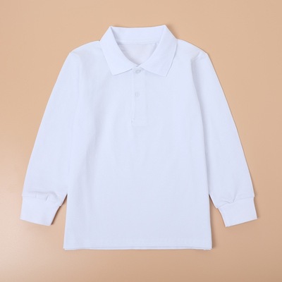 儿童长袖校服T恤POLO衫蓝色上衣男女童班服中大童小学生翻领园服