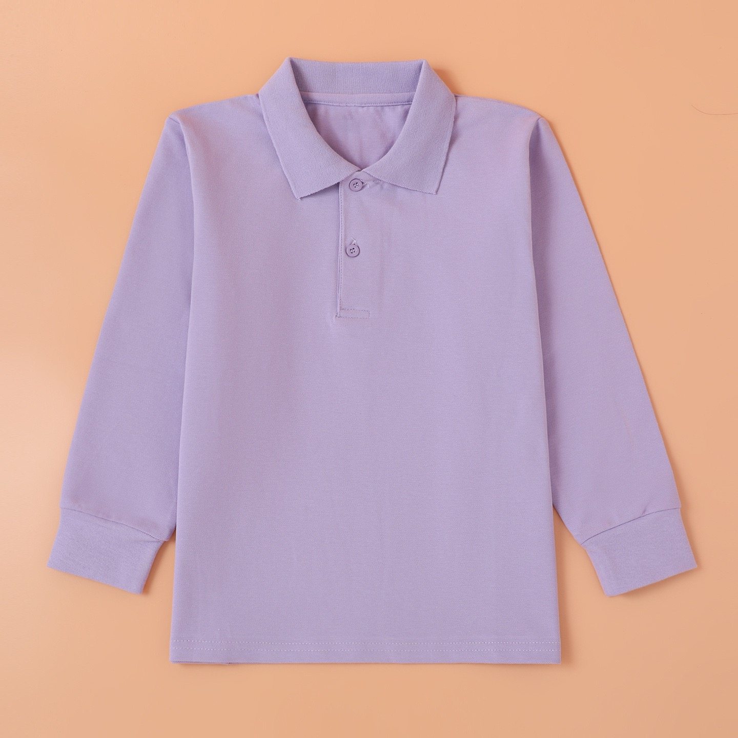 儿童长袖校服T恤POLO衫紫色上衣男女童班服中大童小学生翻领园服