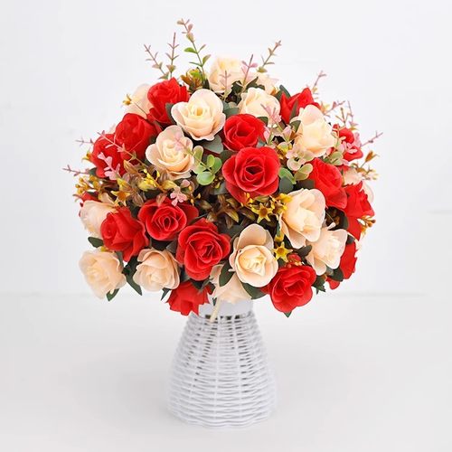 仿真玫瑰花情人节塑料花束装饰花