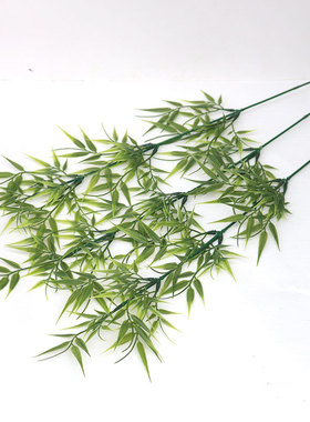 新款仿真竹叶小型竹枝假竹子仿真塑料绿植假树叶古风拍摄道具装饰