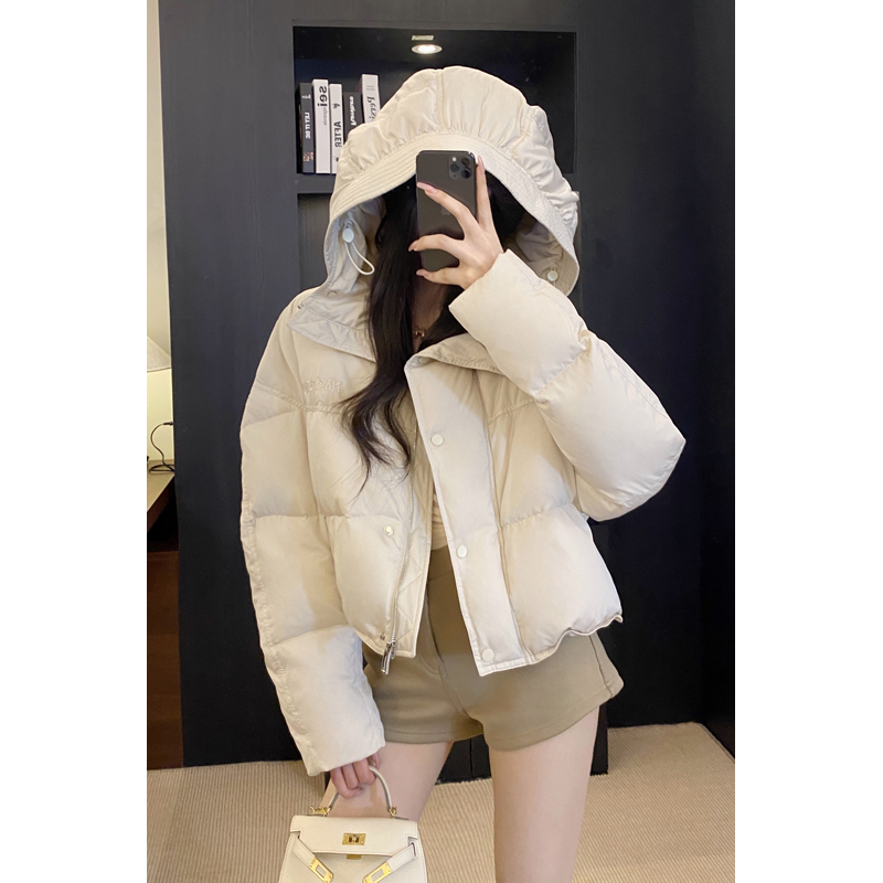 带帽短款连帽羽绒服女2025冬新款