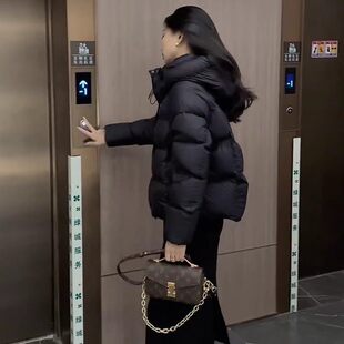 女款新款黑色棉袄短款羽绒子服加厚棉服穿搭面包外套冬季棉衣2026