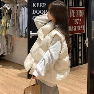 坎肩风小个子马羽绒宽松外套穿休闲秋冬季马甲百搭学院立领女外夹