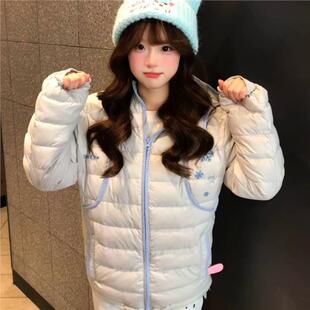 连帽雪花冬季潮羽绒刺绣2026美式新款面包棉服小个子排骨外套女服