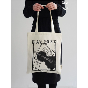 Huan原创帆布包A4琴谱包2024新款小提琴钢琴帆布袋托特包单肩百搭