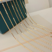 通体14K纯金项链 裸链 黄金锁骨链不褪色K金链子真金颈饰