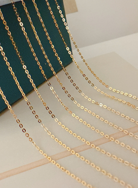 通体14K纯金项链 裸链 黄金锁骨链不褪色K金链子真金颈饰