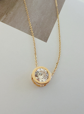 14K金泡泡项链 锆石吊坠 女款锁骨链