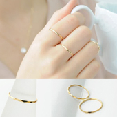 韩国K金尾戒细三角切面刻面关节戒纯金素圈彩金指环14K金戒指女闪